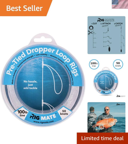 100 lb Pre-Tied Dropper Loop Rigs for Saltwater & Freshwater Fishing