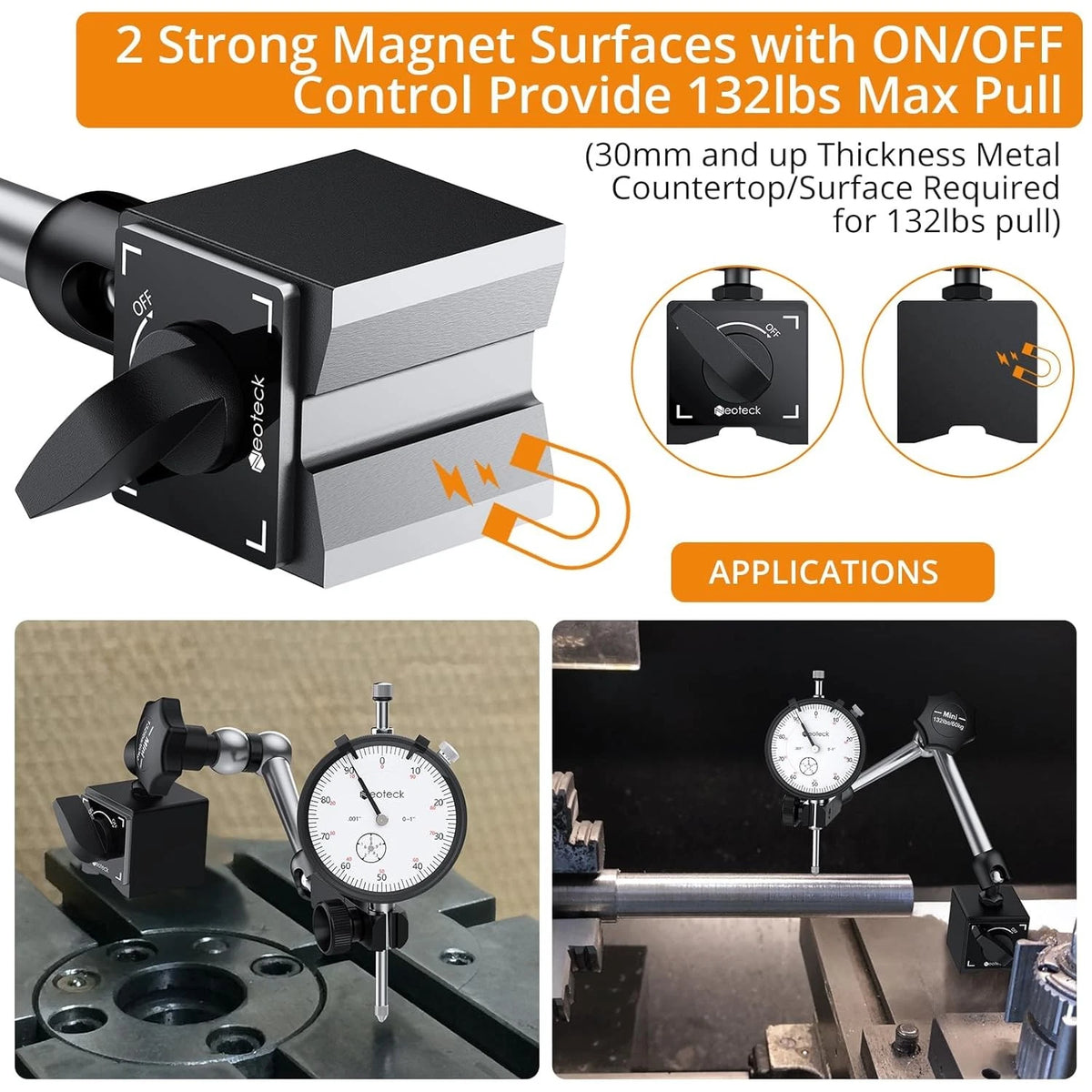 Dial Indicator with Magnetic Base for Precision Measurement (0-1in)
