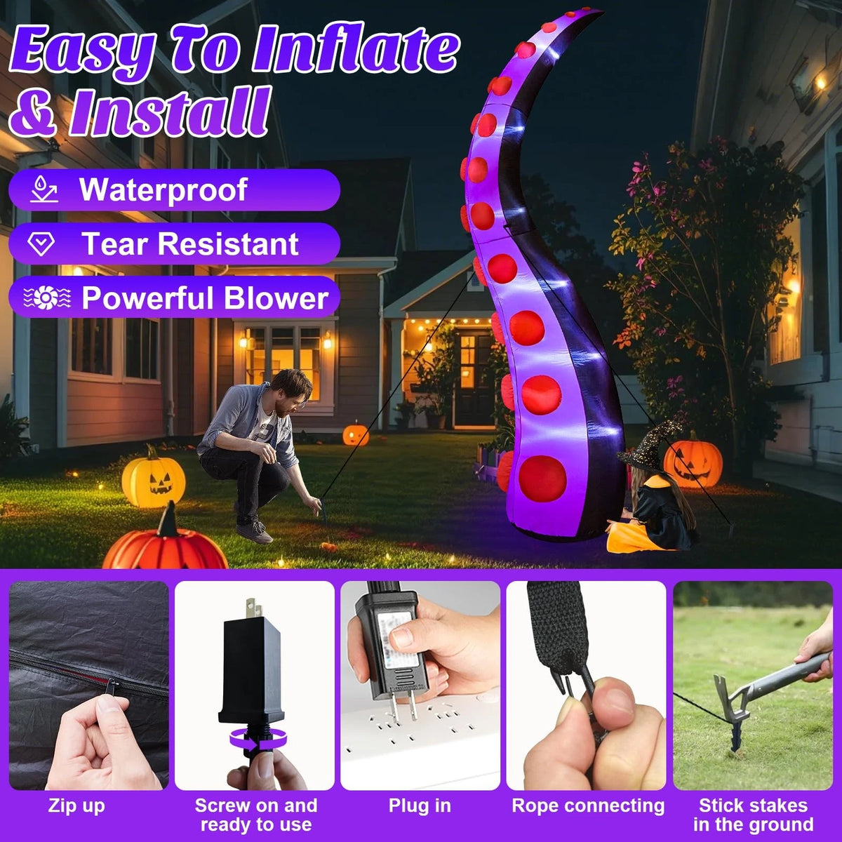 14 FT Halloween Inflatable Octopus Tentacles Outdoor Decoration