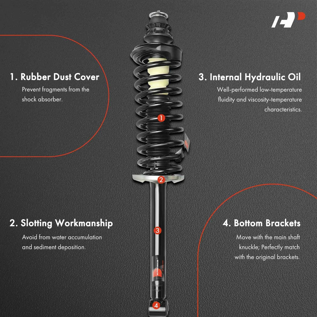 Rear Complete Strut & Coil Spring Assembly for Volkswagen Jetta (1993–1998) G57024, 28-712060, 181265, 171265