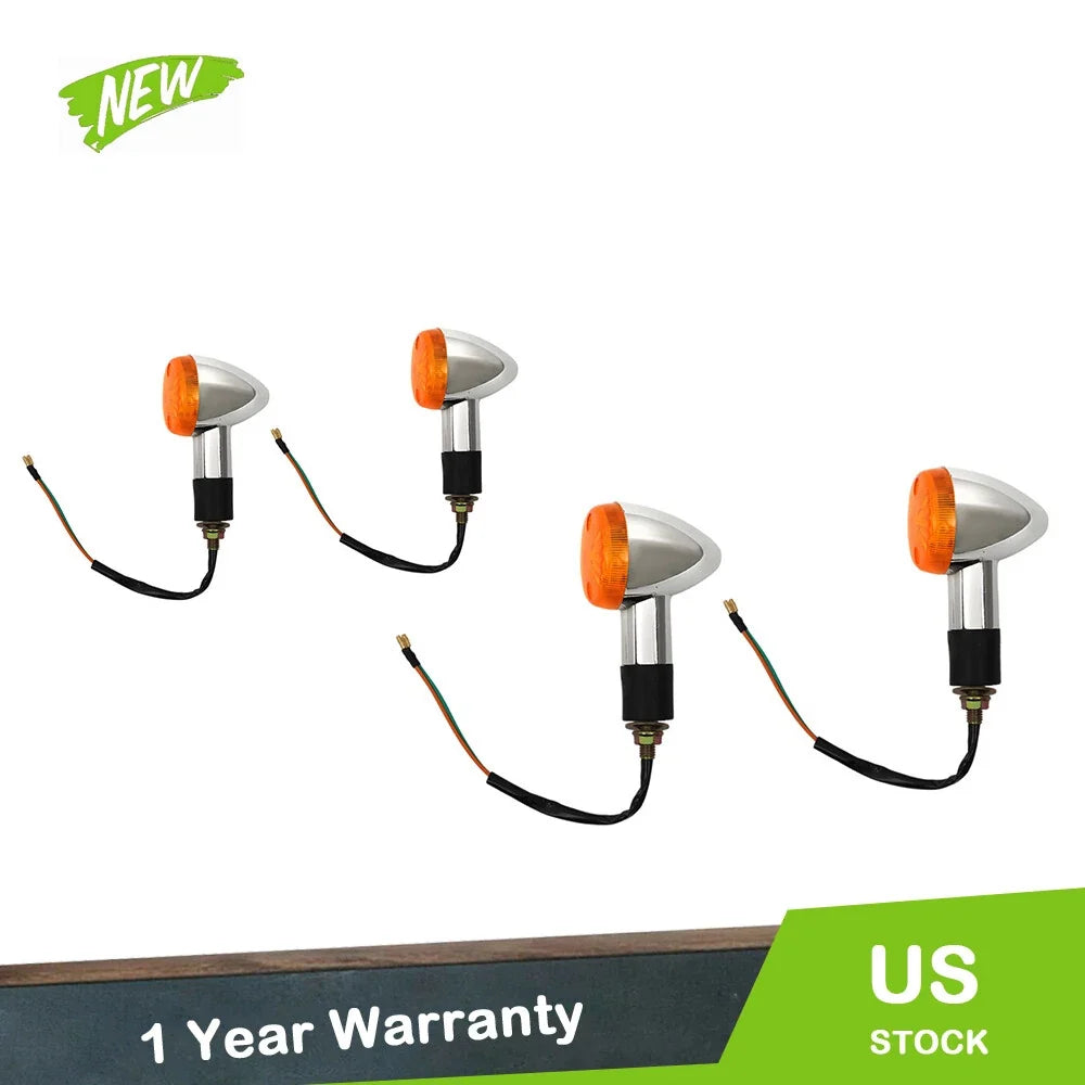 Set of 4 Amber Chrome Turn Signal Indicator Lights for Honda