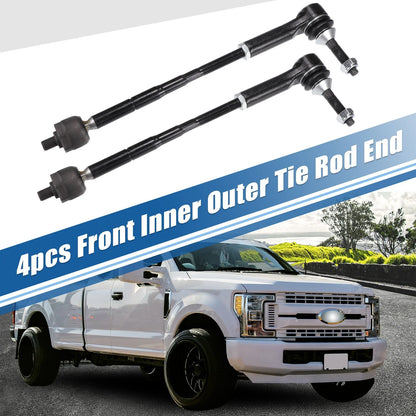 Set of 4 Front Inner Outer Tie Rod End Links for Ford Flex, Lincoln MKS