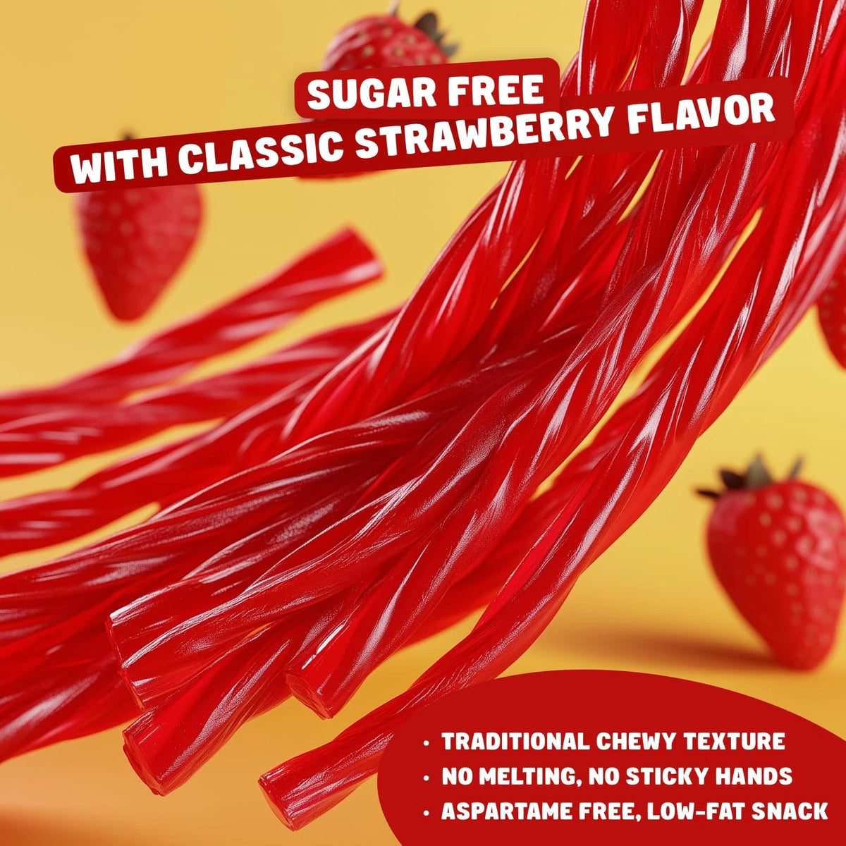 2X 5 oz Bags Sugar Free Red Licorice Candy for Strawberry Flavor
