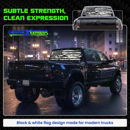American Flag Back Window Graphics for Truck (Black & White)