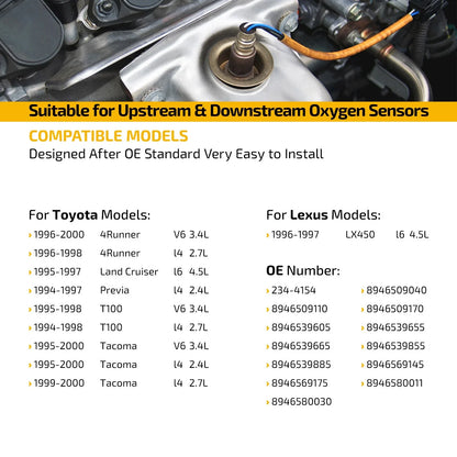 Downstream O2 Oxygen Sensor for Toyota T100 (1993–1998) & Previa (1994–1997)