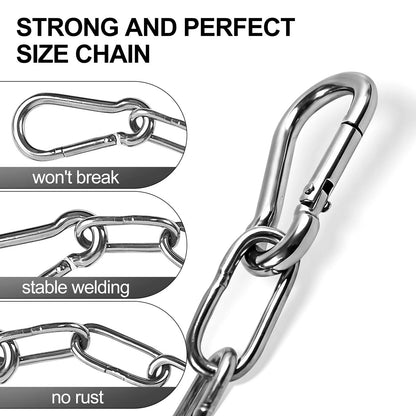 2X Stainless Steel Chains with 4 Carabiners, 25in 550LB