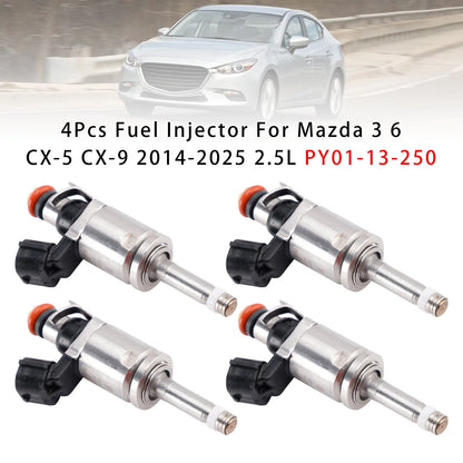 4Pcs Fuel Injector for Mazda 3 6 CX-5 CX-9 (2014–2025) PY01-13-250 FJ1288