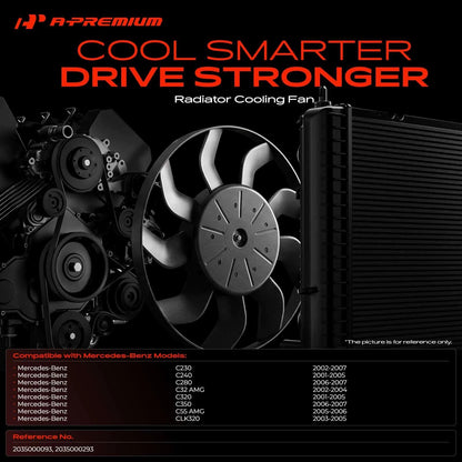 Cooling Fan Assembly for Mercedes-Benz C230 C240 (2003–2009) 2035000293, 2035000093
