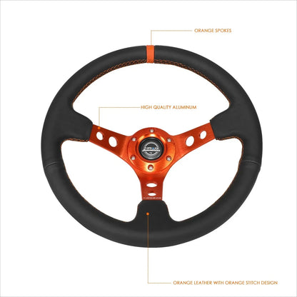 NRG RST-006OR Racing Steering Wheel 350mm 3" Deep Dish for Universal Fit
