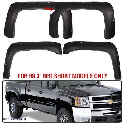 Fender Flares Pocket Style for Chevy Silverado 1500 (2007–2013) J-02RSA4513ABK