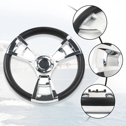 14" 3-Spoke Steering Wheel for Yacht Speed Boat (3/4" Shaft)