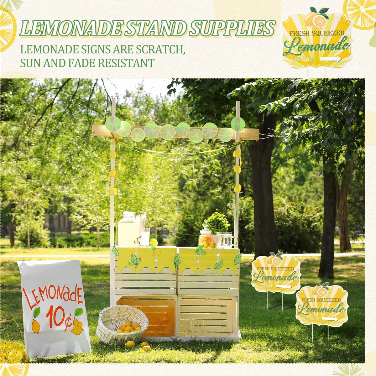 4 Pcs Lemonade Stand Arrow Sign 13.7'' x 11.8'' Summer Yard Sign