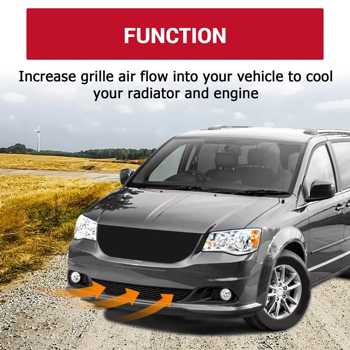 Bumper Grille Lower Front for Dodge Grand Caravan (2011–2020) 13312ZD