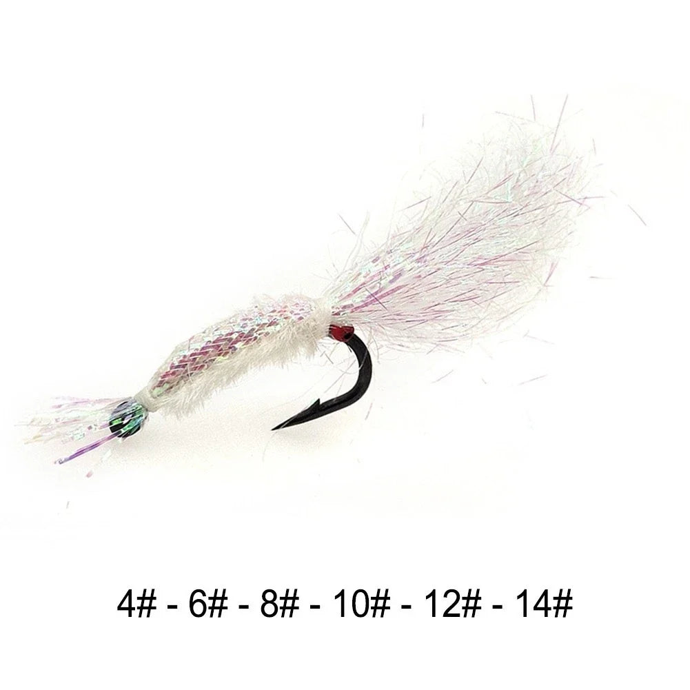 Set of 5 Fly Fishing Hooks with 3D Realistic Eyes (Sizes 4/6/8/10/12/14)