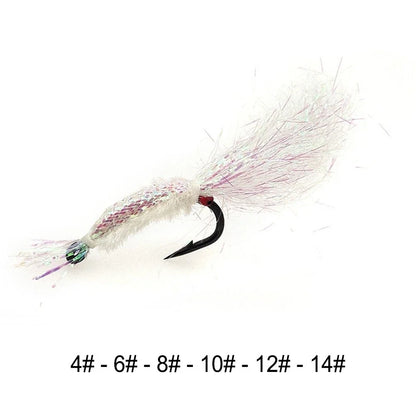 Set of 5 Fly Fishing Hooks with 3D Realistic Eyes (Sizes 4/6/8/10/12/14)