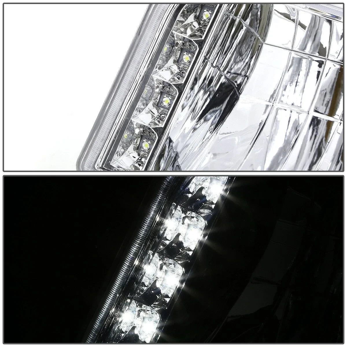 LED DRL Bumper Headlights for Ford F150/F250/F350 (1992–1996) Chrome Amber