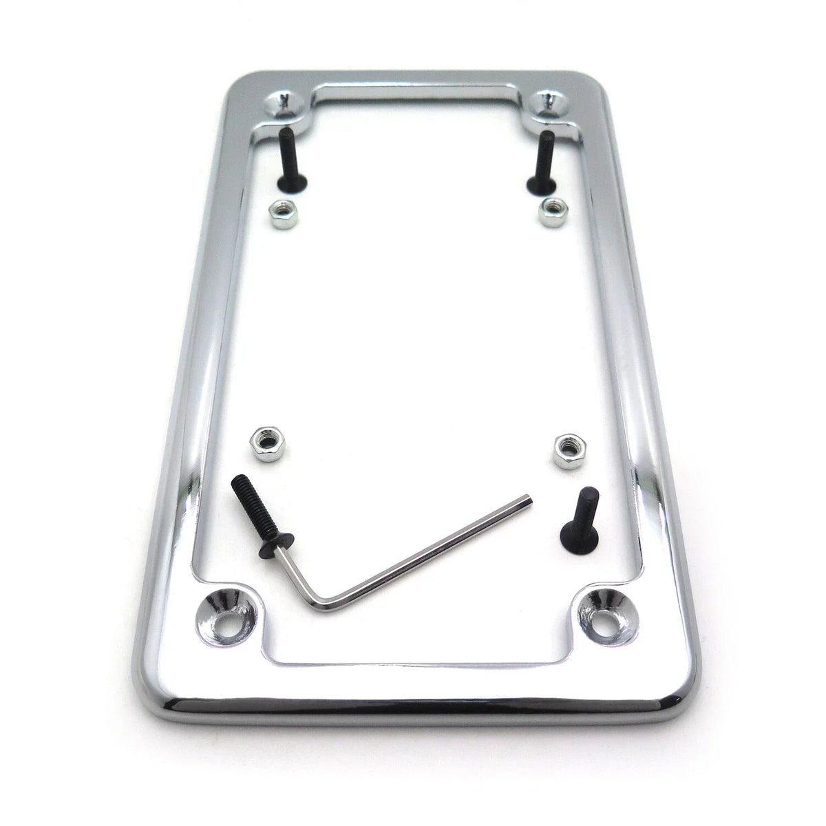Chrome Flat License Plate Frame for Honda Suzuki Yamaha Kawasaki Harley (7" x 4")