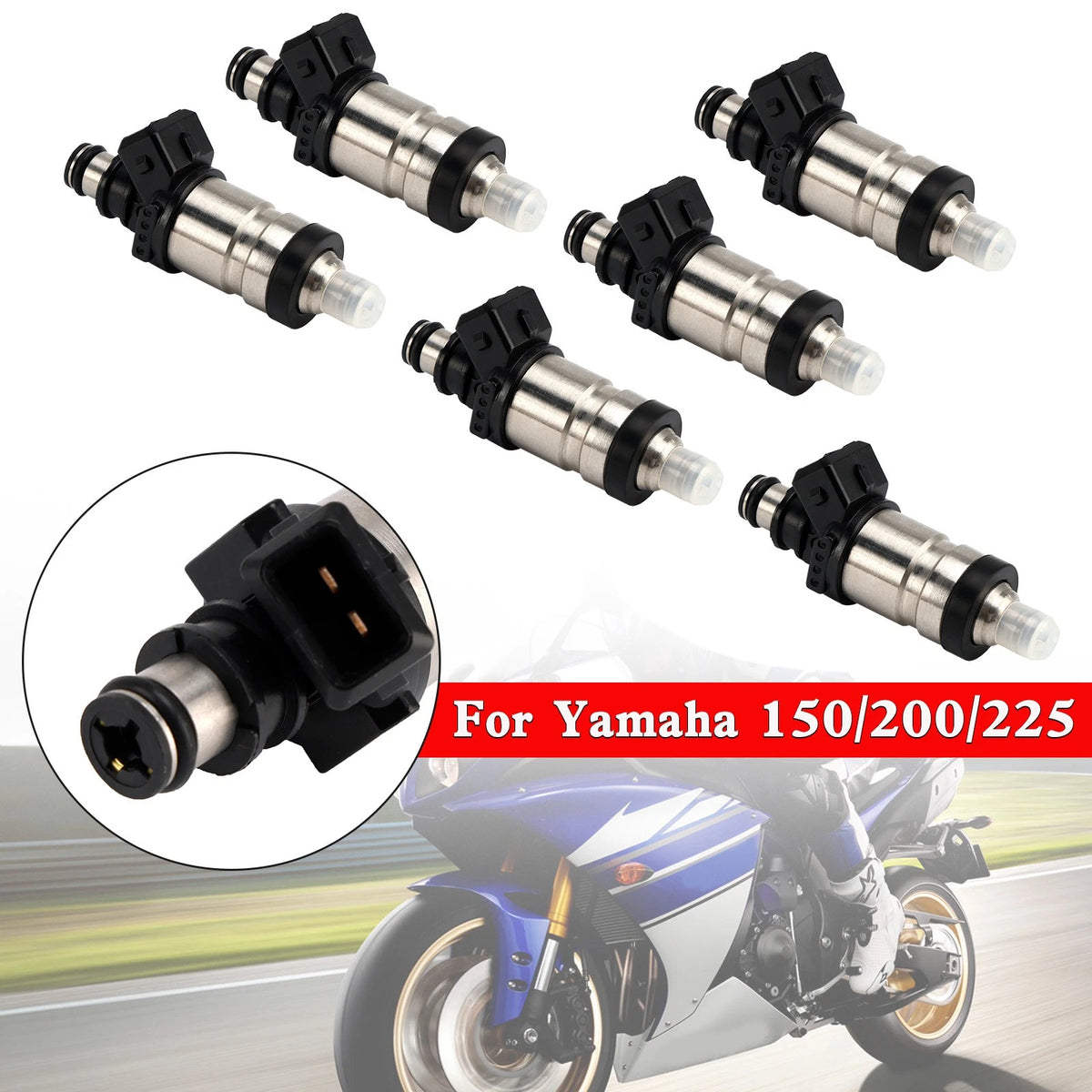 6PCS Fuel Injectors for Yamaha 150/200/225 HP 2 Stroke (M586-A040-6PCS)
