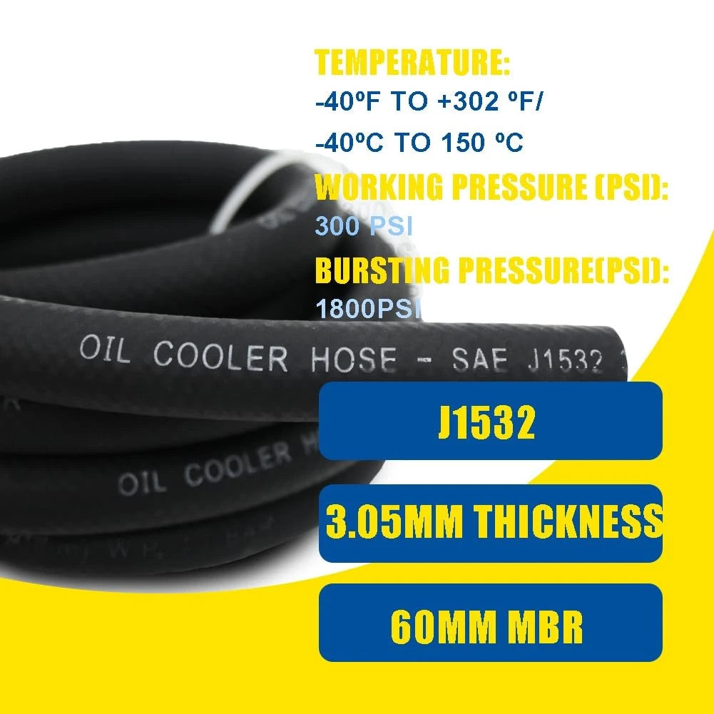 1/2 Transmission Oil Cooler Hose for Power Steering (5FT, Black)