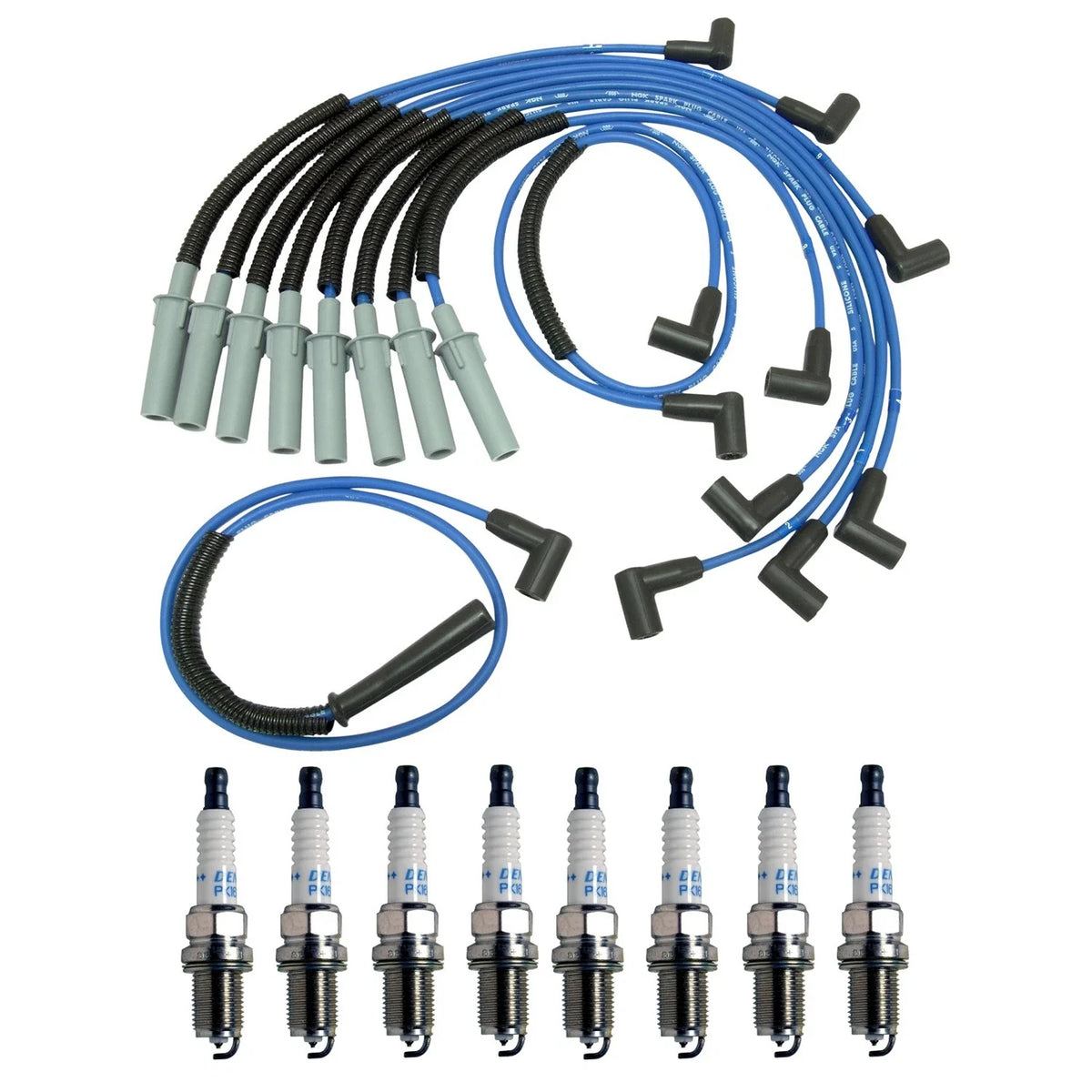 NGK Wire Set & Denso 8 Double Platinum Spark Plugs for B1500 D150 Dakota (1997–2004)
