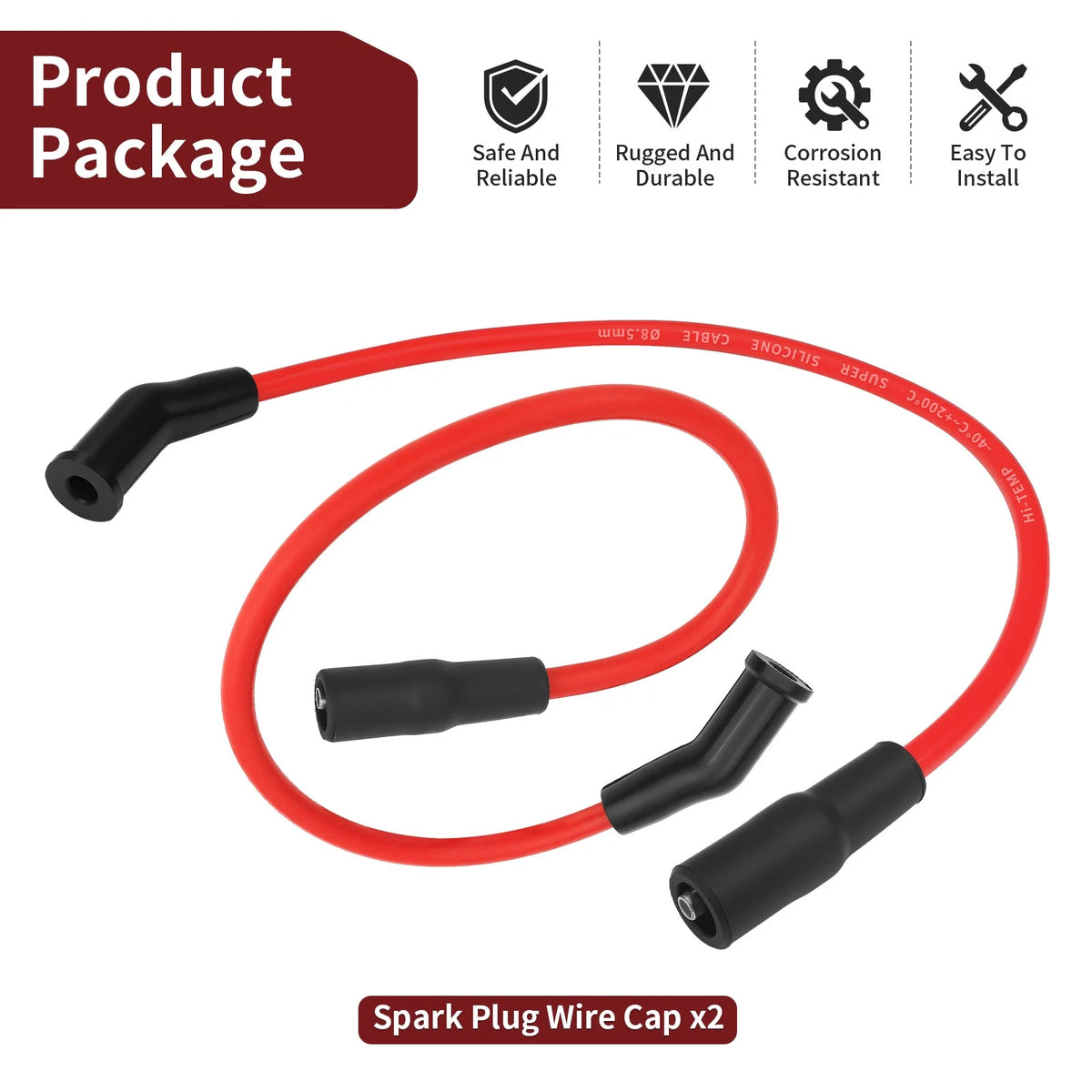 Spark Plug Wire Cap Set of 2 for Road Glide FLTR FLTRI (1999–2008) 31992-99B, 31743-01