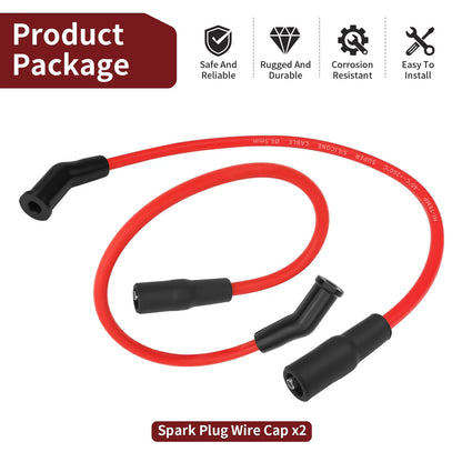 Spark Plug Wire Cap Set of 2 for Road Glide FLTR FLTRI (1999–2008) 31992-99B, 31743-01