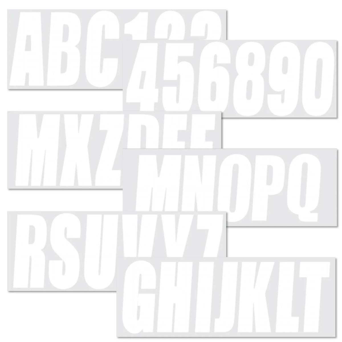 Set of 4 White Decals for Boat Registration Letters A-Z & Numbers 0-9