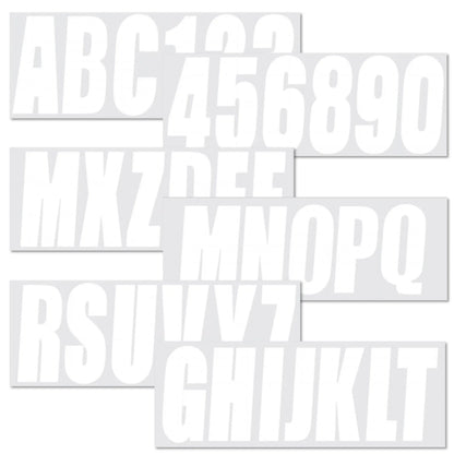 Set of 4 White Decals for Boat Registration Letters A-Z & Numbers 0-9