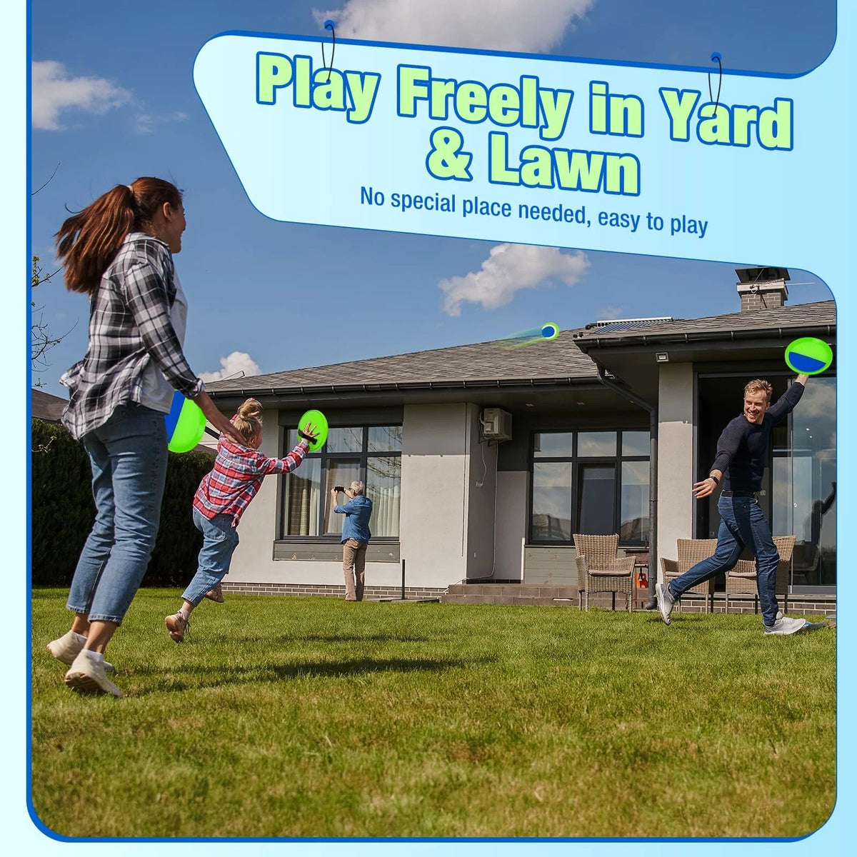 Set of 4 Sticky Toss and Catch Balls with Paddles for Kids