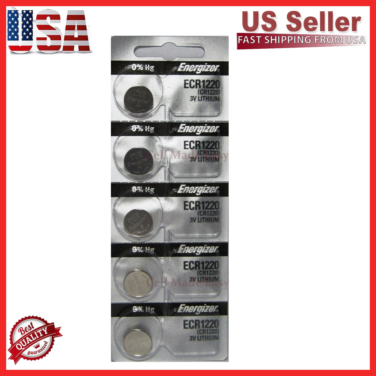 5 Energizer CR1220 3V Lithium Battery DL1220 BR1220 ECR1220 SB-T13
