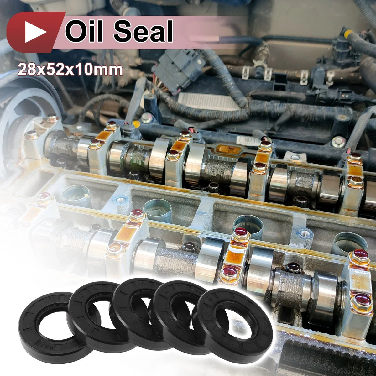 Set of 5 Rotary Shaft Oil Seals 28x52x10mm Nitrile Rubber 672668828533