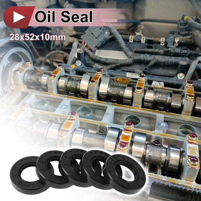 Set of 5 Rotary Shaft Oil Seals 28x52x10mm Nitrile Rubber 672668828533
