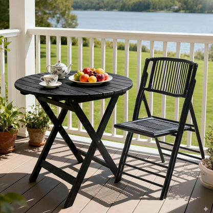 Set of 4 Portable Wooden Folding Chairs for In/Outdoor Use