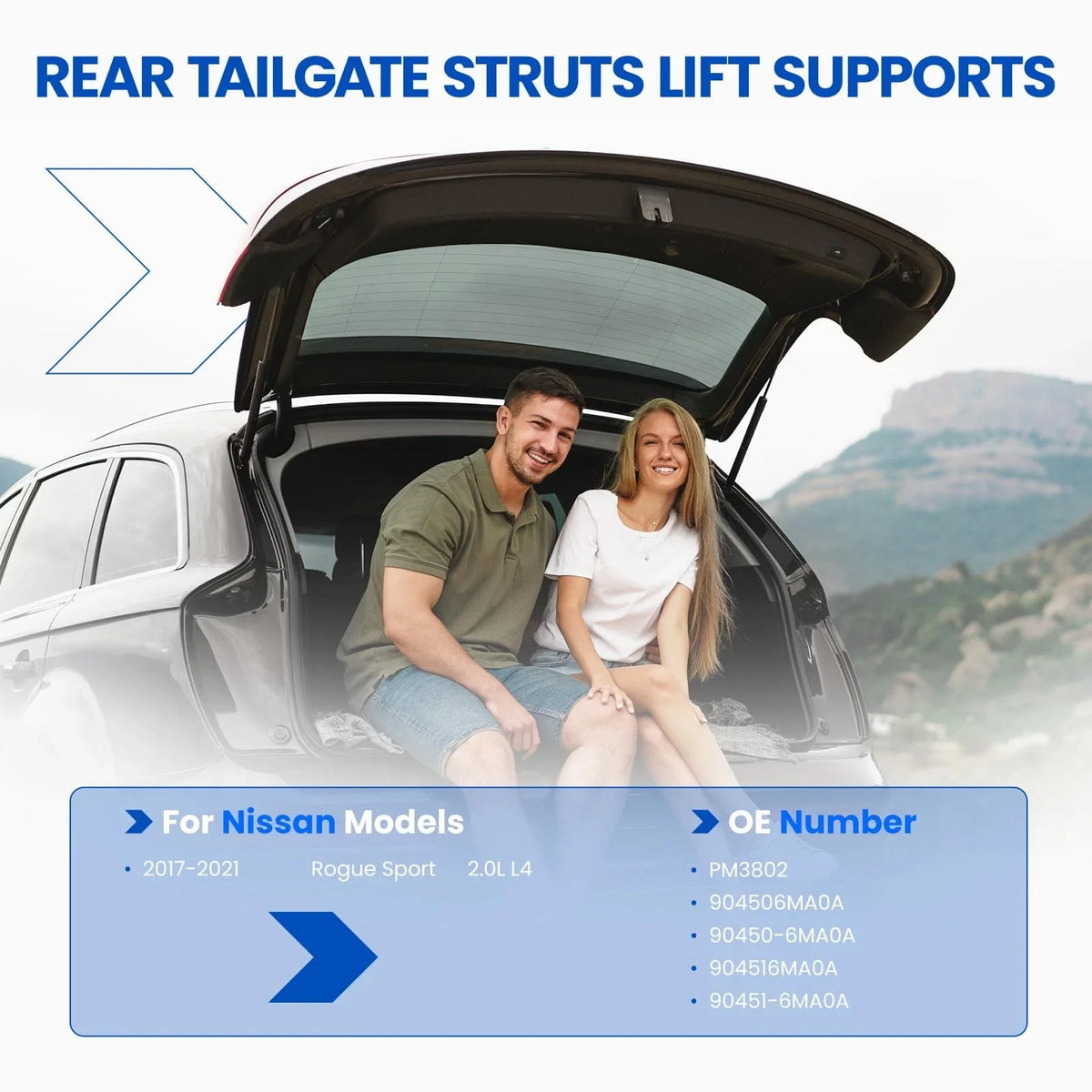 2X Rear Tailgate Lift Supports Struts for Nissan Rogue Sport (2017–2022)