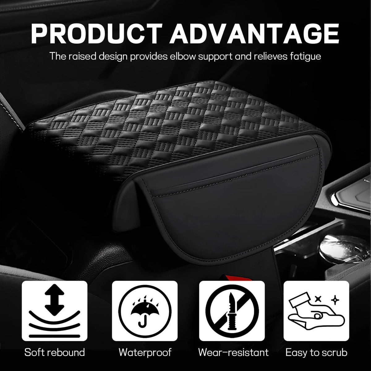 Car Armrest Cushion for - Leather Memory Foam Pad