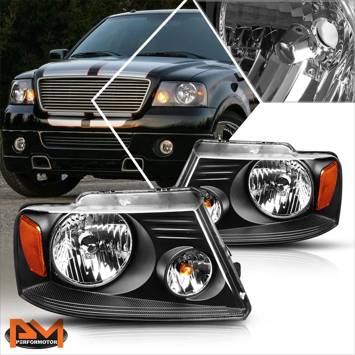Headlight and Amber Side Corner Lamps Pair for Ford F150 (2004–2008)