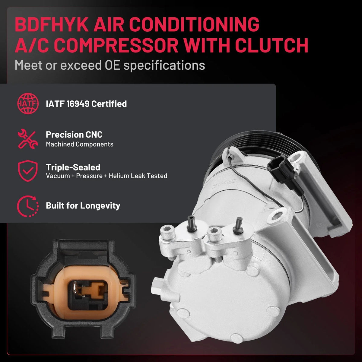 A/C Compressor 7-Groove for Nissan Armada Titan NV2500 Infiniti QX56 QX80
