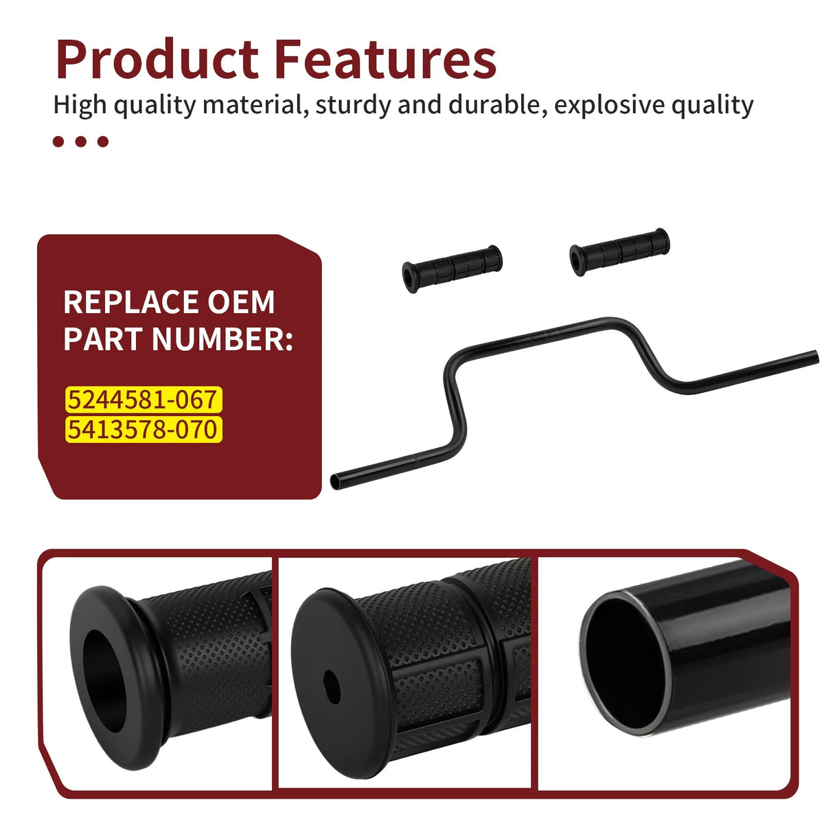 Handle Bar w/ Grips for Polaris Sportsman 700 800 (2007–2014) 5244581-067, 5413578-070