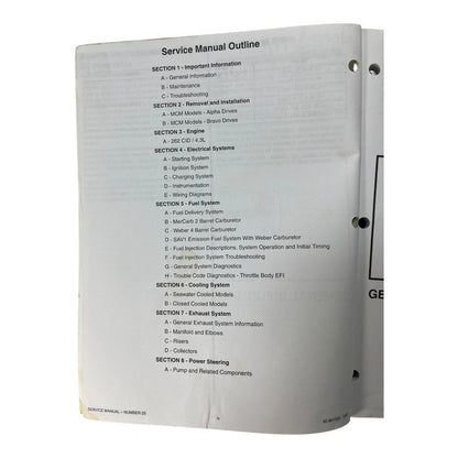 Service Manual #25 for MerCruiser GM V-6 262 cid 4.3 (1990–1995)