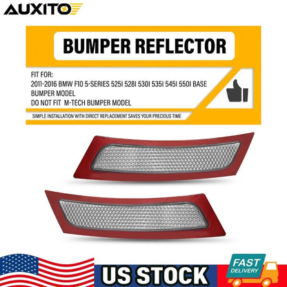 Clear Front Bumper Side Marker Light Reflectors for BMW F10 5 Series (2011–2016)