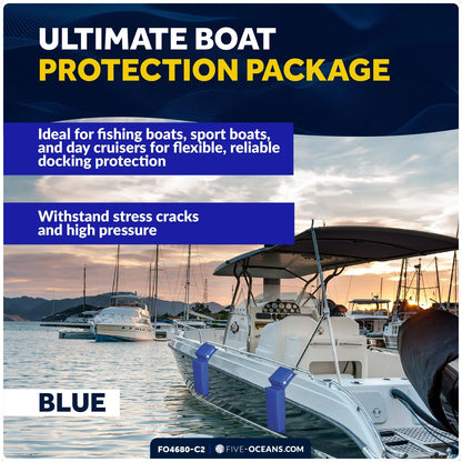 4-Pack Blue Flat Boat Fender Kit 24" x 6-7/8" x 2-1/2"
