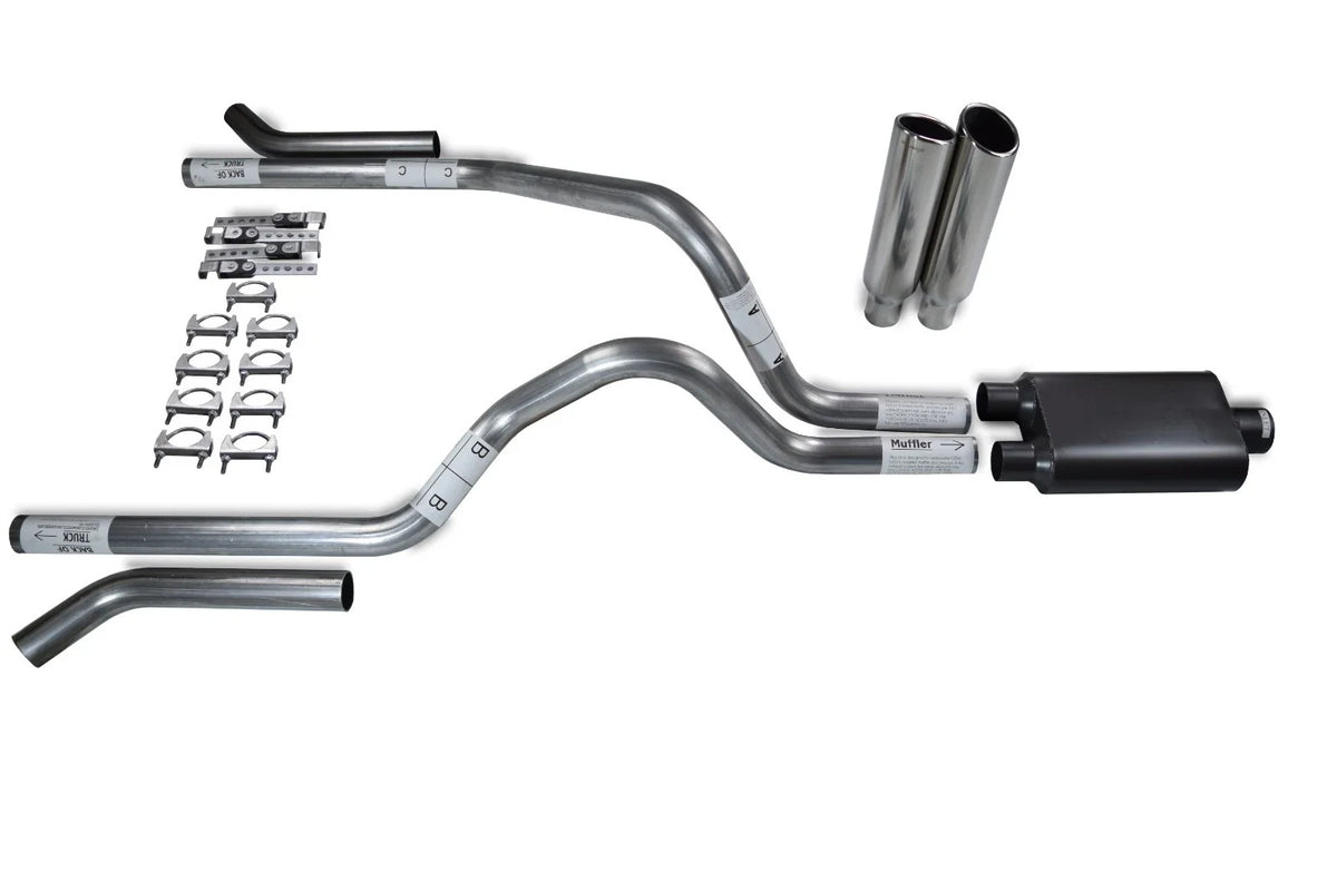2.5" Dual Exhaust Kit for Dodge Dakota (1997–2005) - 2 Chamber Muffler, Clamp