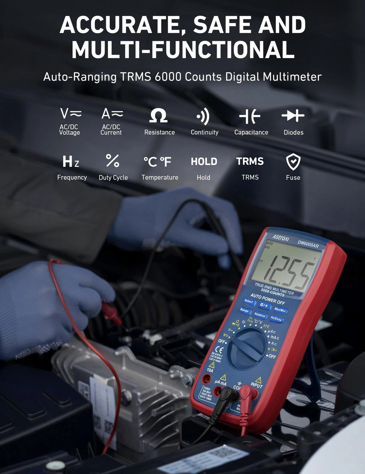 AstroAI Digital Multimeter for Automotive Battery Testing