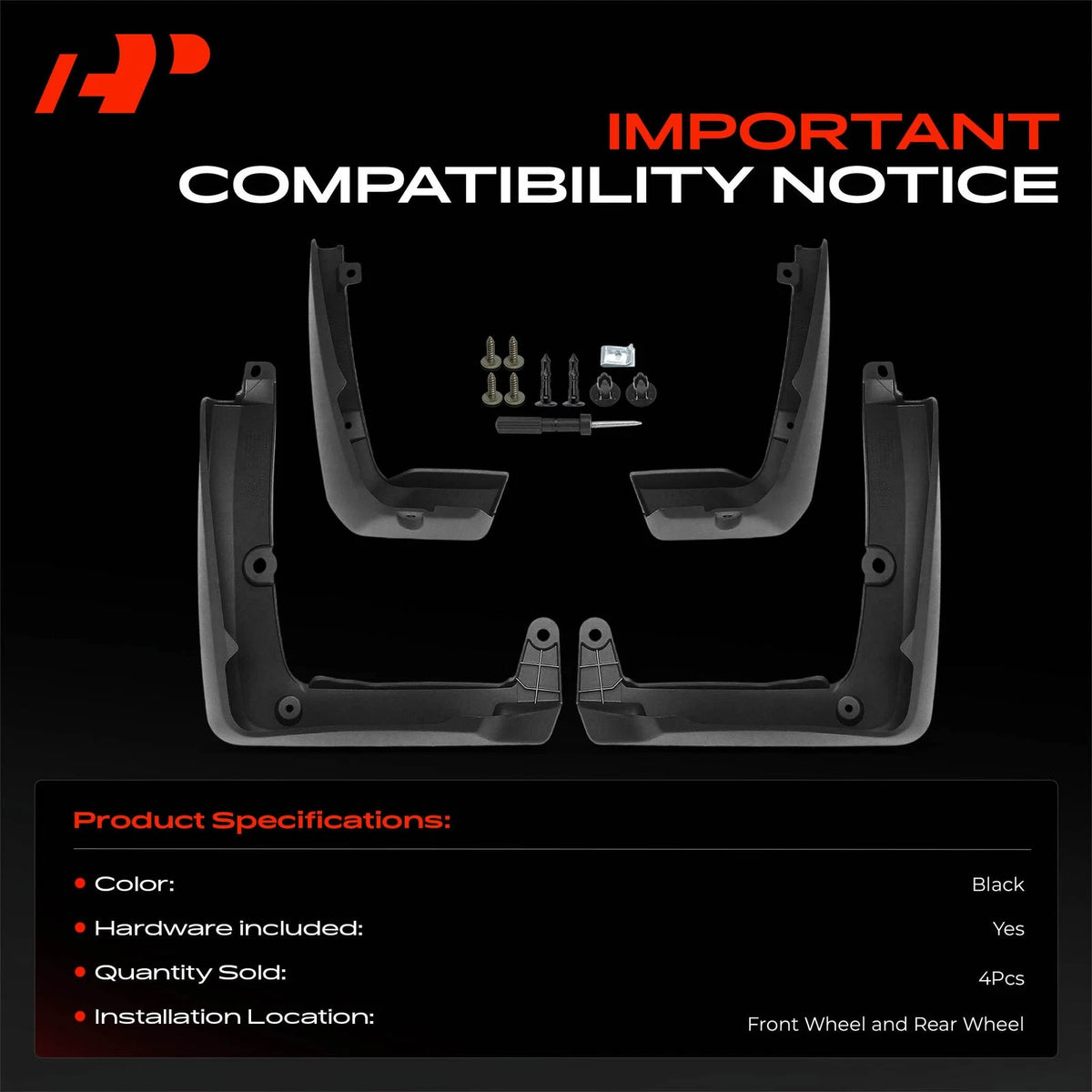 Set of 4 Splash Guards Mud Flaps for Honda HR-V (2023–2025) 08P003V0100