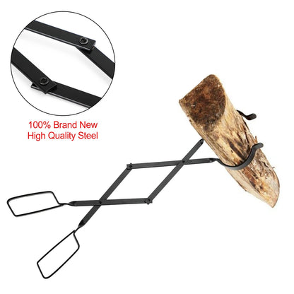 2X Hearth Tool Fireplace Set for Campfire Tongs Fire Hook Black