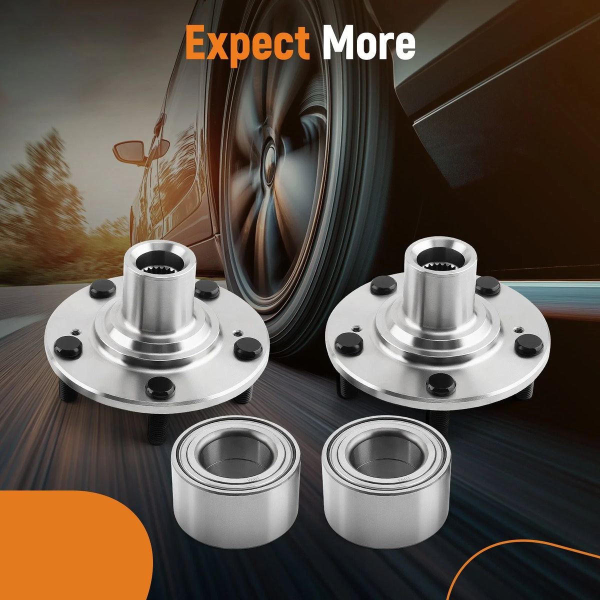 Pair Front Wheel Hub Bearings for Honda Civic DX EX Acura CSX ILX (2006–2021)