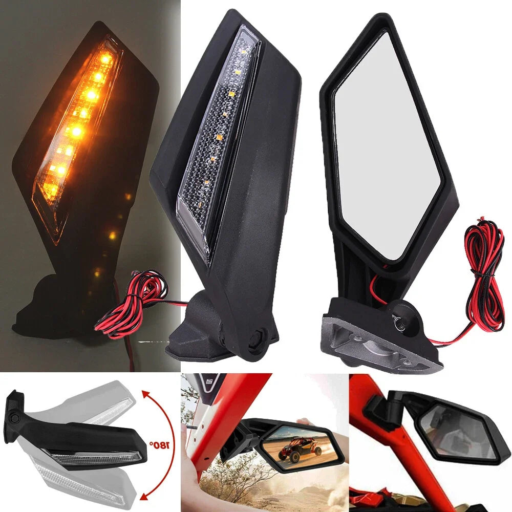 LED Turn Signal Side Mirrors for Can Am Maverick X3/X3 Max (2017–2024)