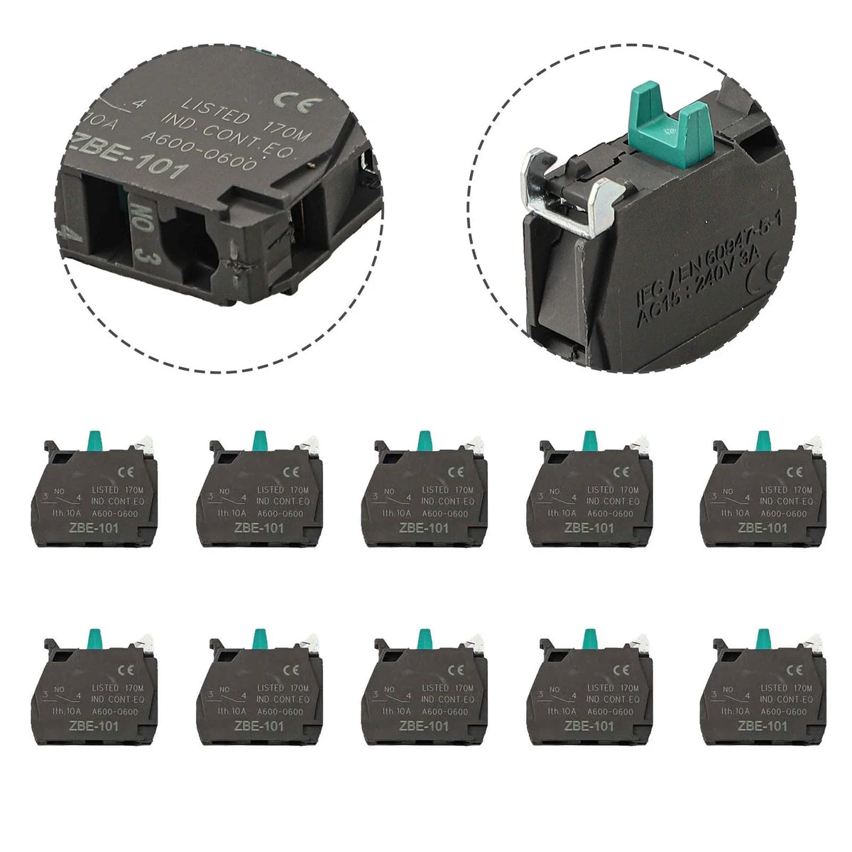 Set of 10 Screw Clamp Terminals ZBE101 for Automotive Applications