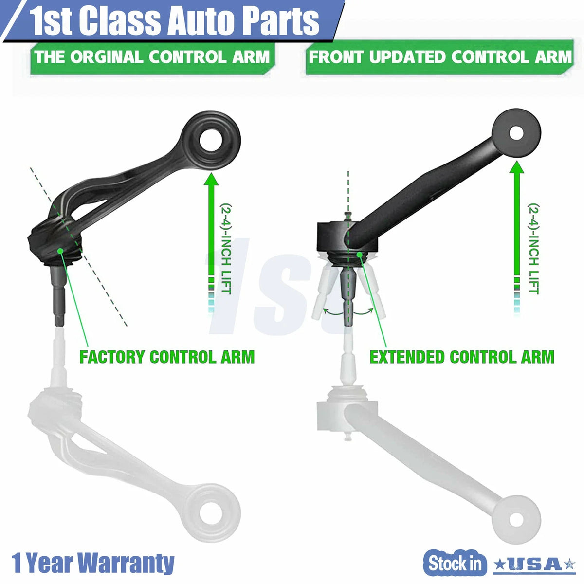Set of 2 Lifted Front Upper Control Arms for Toyota Tundra (2007–2020)
