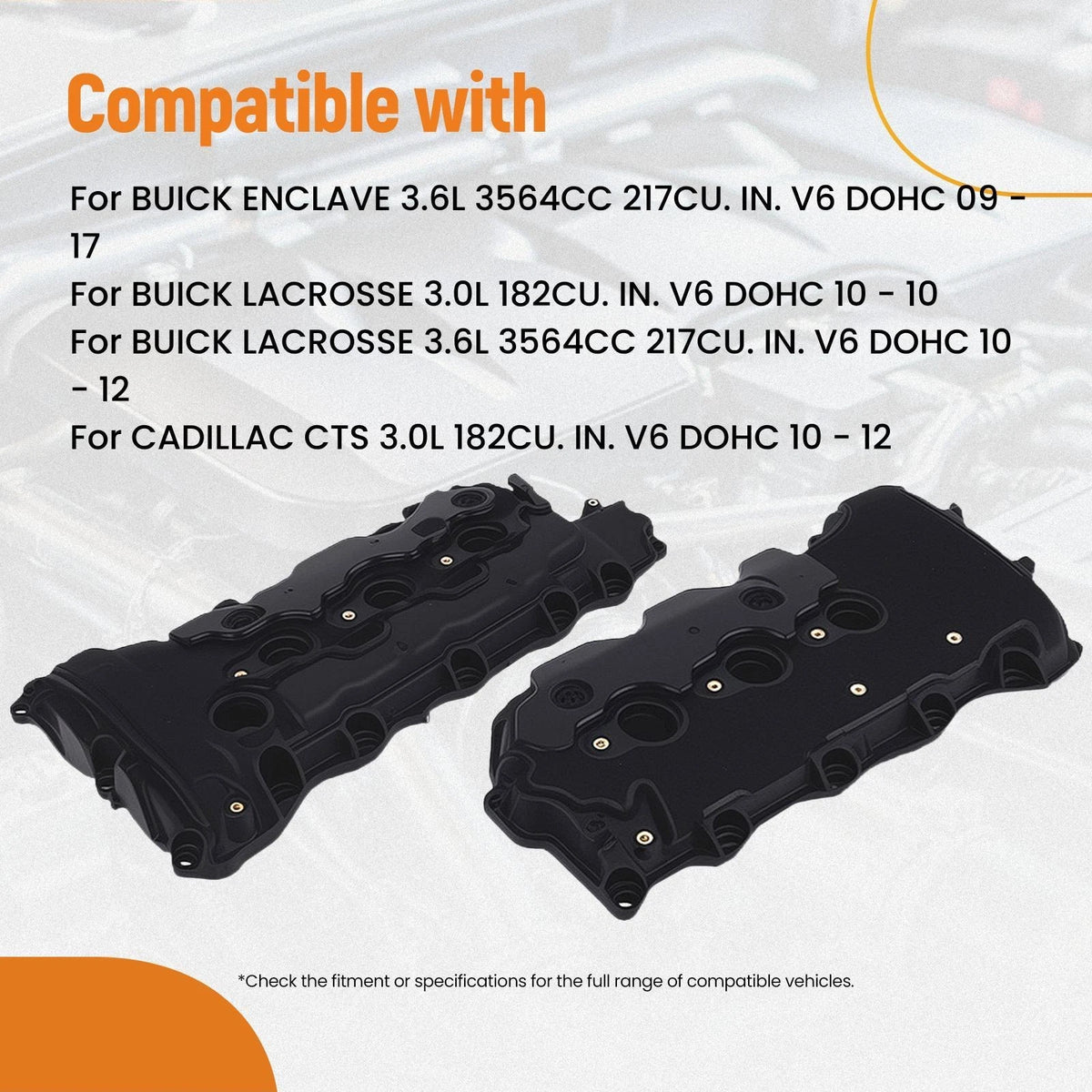 Valve Cover Set LH RH for Cadillac CTS SRX 3.6L V6 (2004–2009) FCJUT2, 12591201